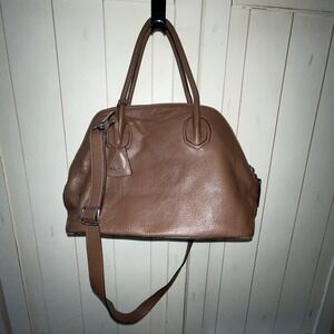 Abro Adria Tote Bag Shopper Brown/Taupe Suede Lining W/Strap Double Zip Close